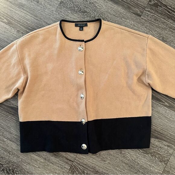 Ann Taylor Colorblock Crew Neck Sweater Jacket - Picture 3 of 7